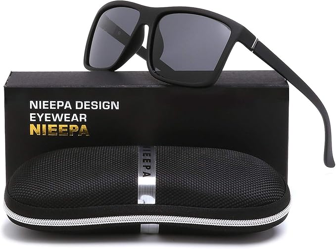 NIEEPA Men's Sports Polarized Sunglasses Square Frame Glasses NP1007